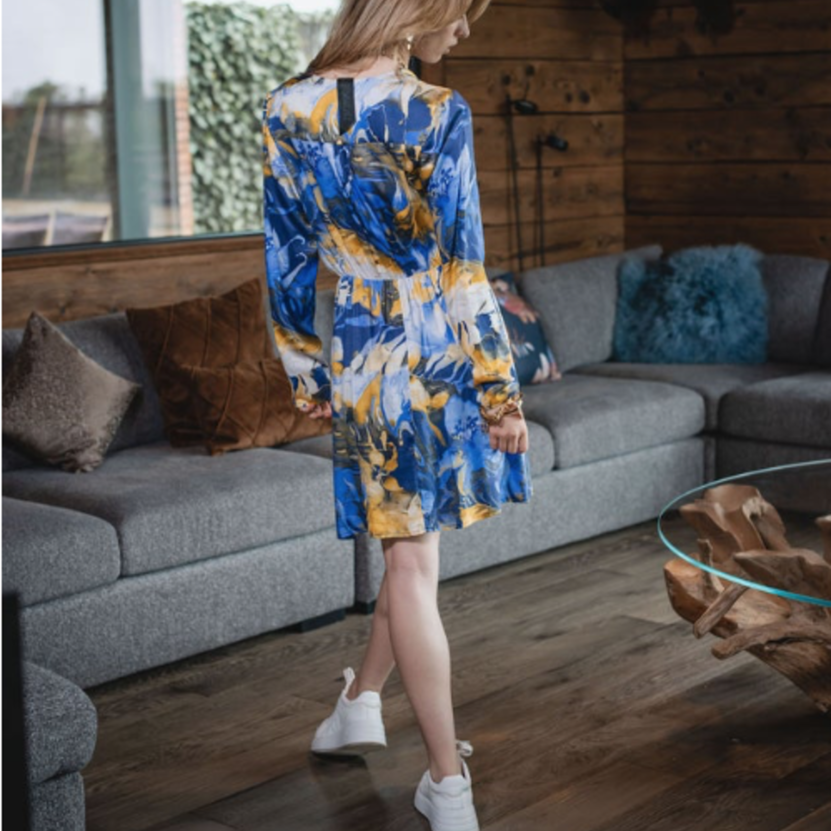Robe courte FLEURI BLEU YELLOW - LES BLONDINETTES