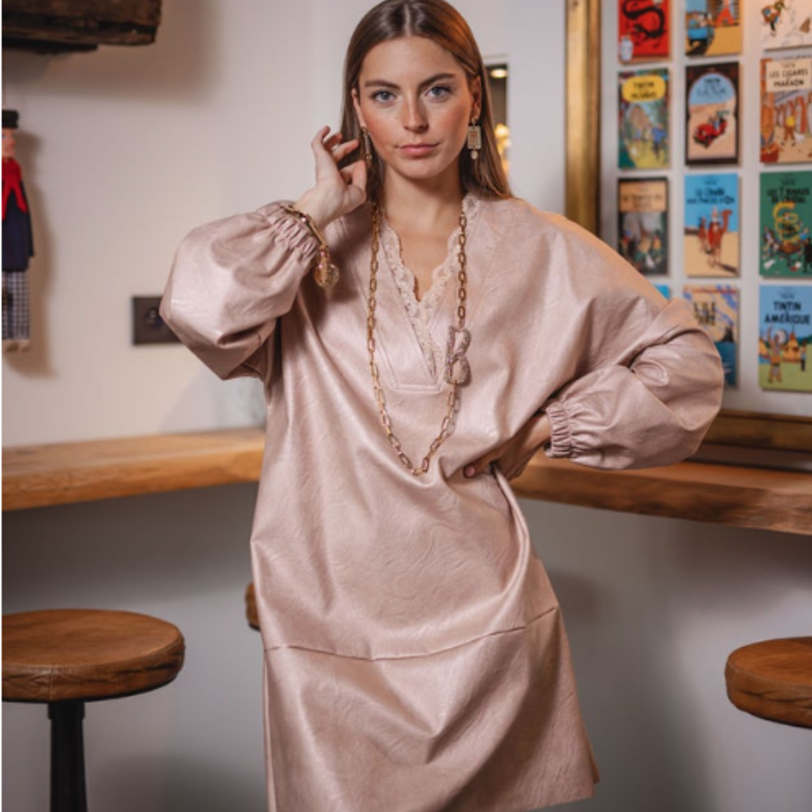 Robe cuir dentelle - Les Blondinettes