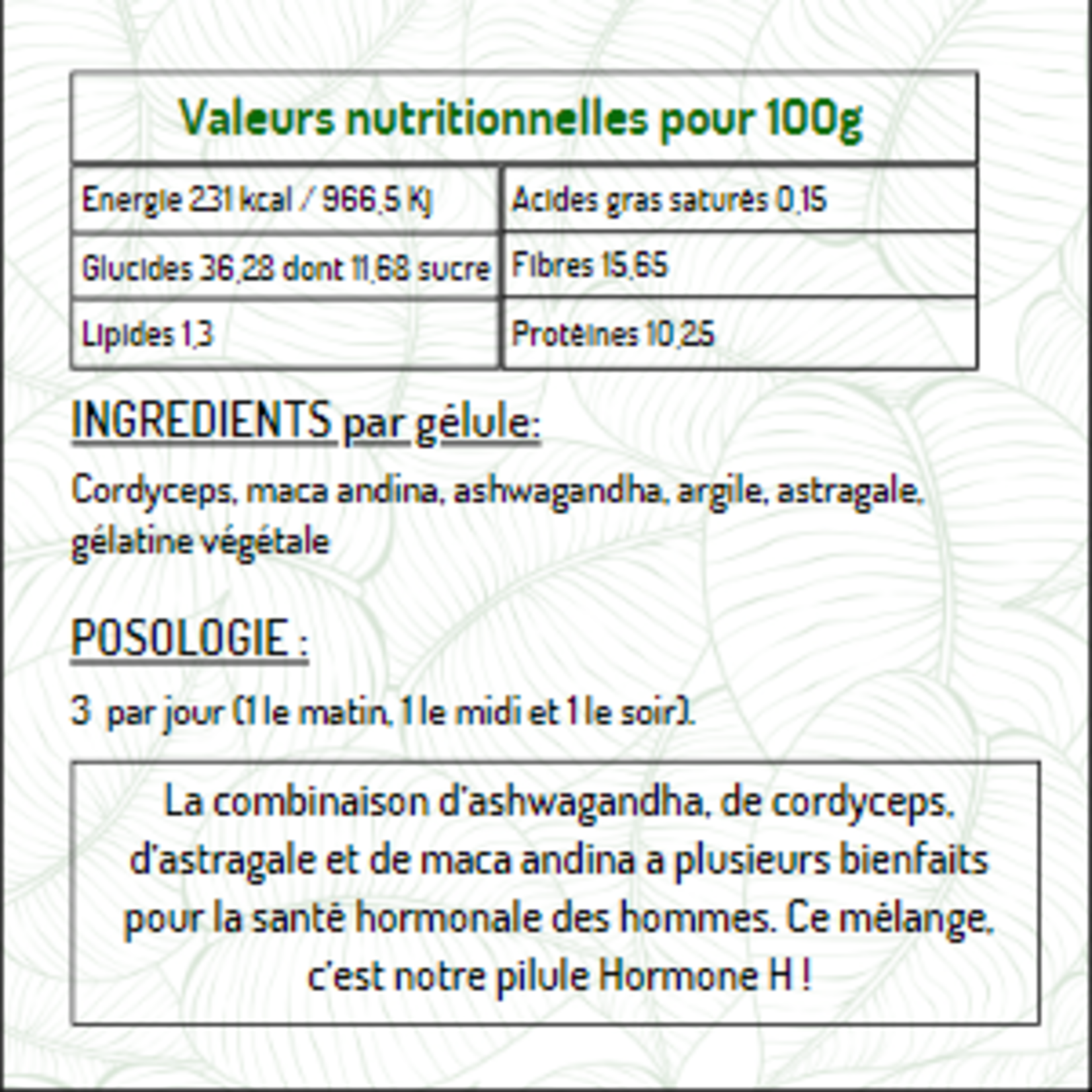 HORMONE H UP - Complèment alimentaire - SANS-T