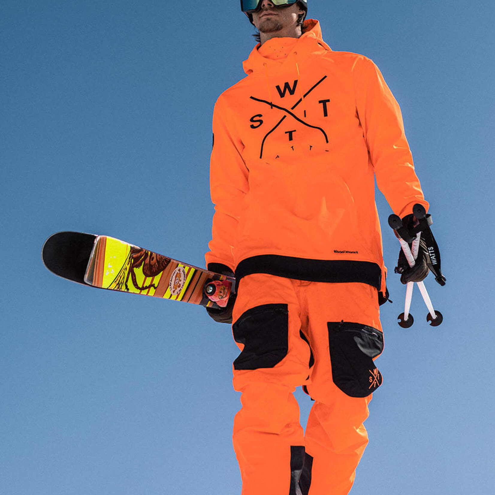 Watts JIB - BLACK / FLUO ORANGE - Pantalon snow - WATTS