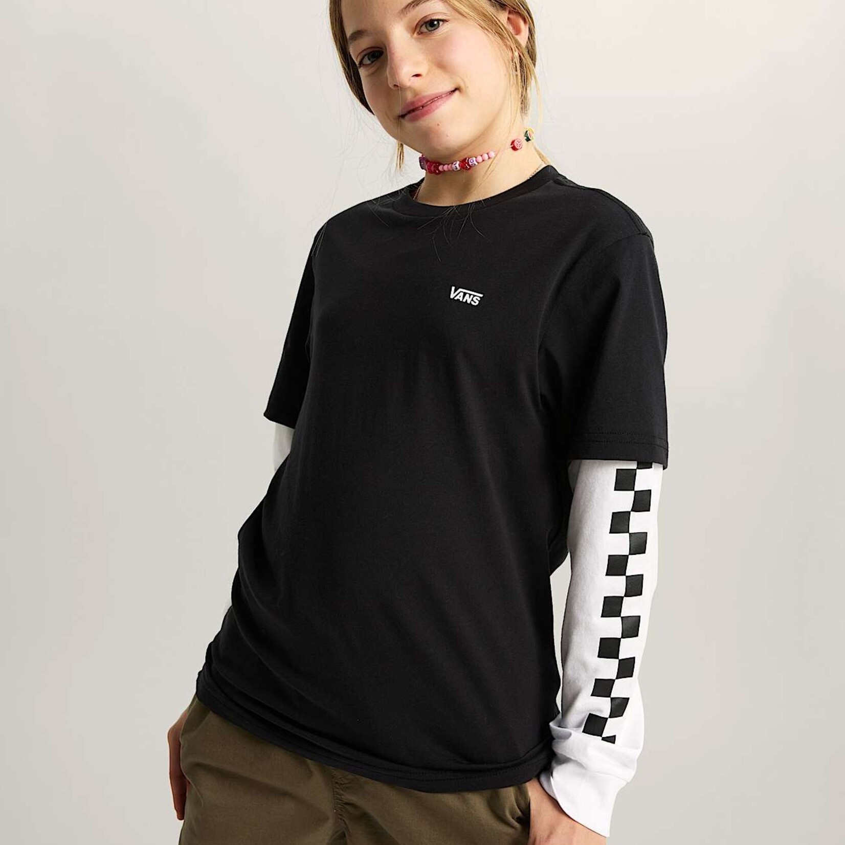 Vans LONG CHECK TWOFER -Tshirt Kids - VANS