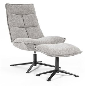 Fauteuil Martin met voetenbank lichtgrijs