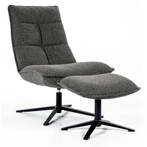 Fauteuil Martin met voetenbank antraciet