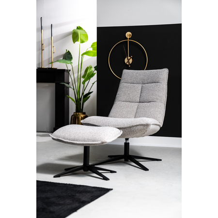 Fauteuil Martin met voetenbank lichtgrijs