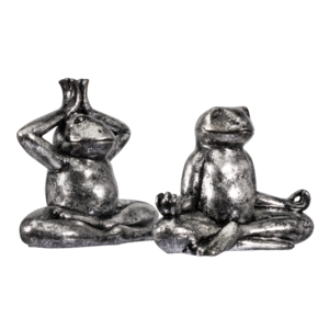 Yoga Kikkers vintage zilver, set van 2