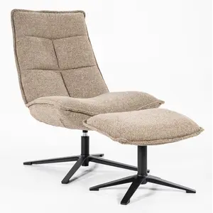 Fauteuil Martin met voetenbank beige
