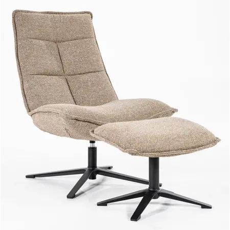Fauteuil Martin met voetenbank beige