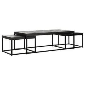 Salontafel Parket zwart, set van 3