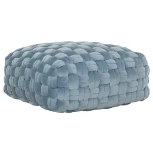 Poef Weave velvet ijsblauw large