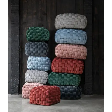 So True by Troubadour Poef Weave velvet ijsblauw large