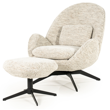 Eleonora Eleonora draaifauteuil Ryan + voetenbankje beige