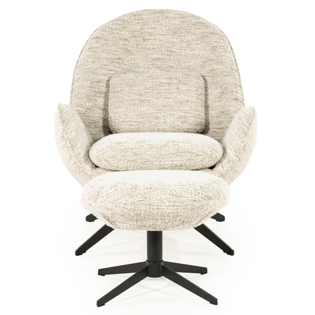 Eleonora Eleonora draaifauteuil Ryan + voetenbankje beige