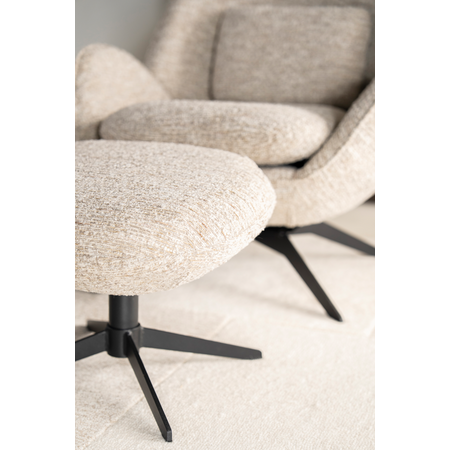 Eleonora Eleonora draaifauteuil Ryan + voetenbankje beige