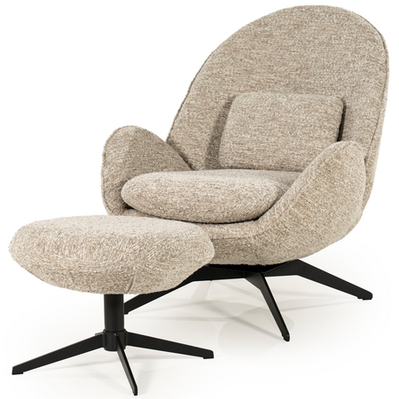 Eleonora Eleonora draaifauteuil Ryan + voetenbankje taupe
