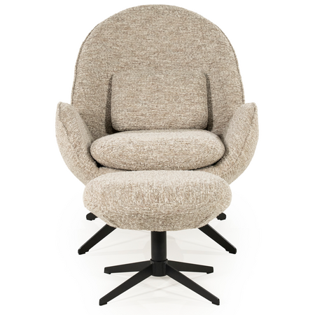 Eleonora Eleonora draaifauteuil Ryan + voetenbankje taupe