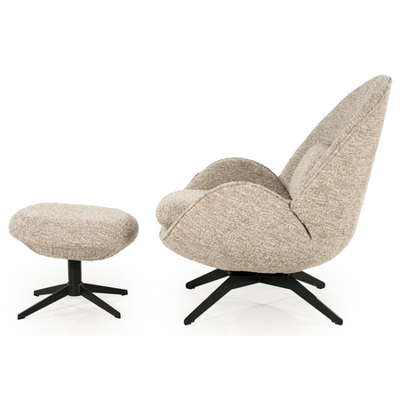 Eleonora Eleonora draaifauteuil Ryan + voetenbankje taupe