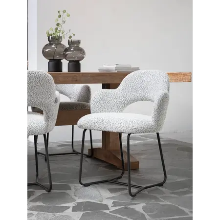 Must Living MUST Living eetkamerstoel Vista boucle lichtgrijs