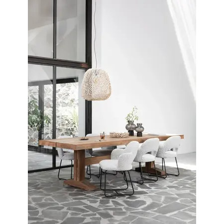 Must Living MUST Living eetkamerstoel Vista boucle lichtgrijs