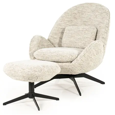 Eleonora Eleonora draaifauteuil Ryan + voetenbankje beige