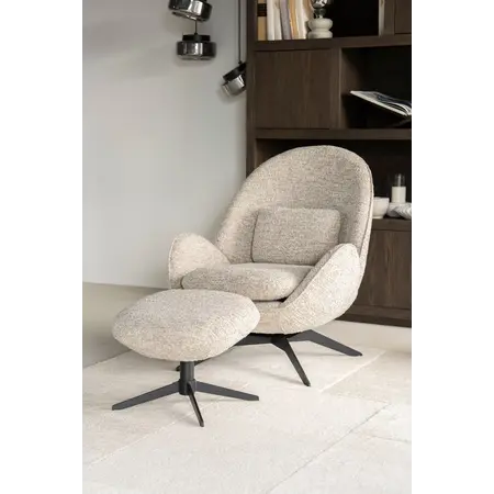 Eleonora Eleonora draaifauteuil Ryan + voetenbankje beige
