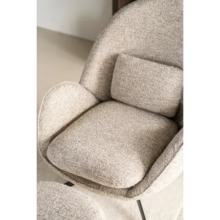 Eleonora Eleonora draaifauteuil Ryan + voetenbankje beige