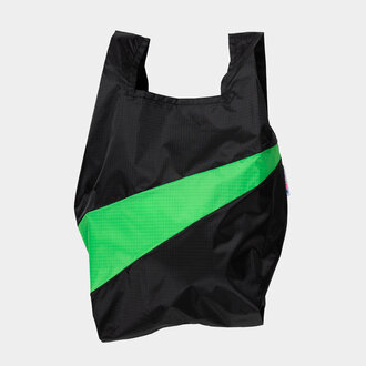 Susan Bijl The New Shopping Bag Medium Black & Greenscreen Susan Bijl The New Shopping Bag Medium Black & Greenscreen