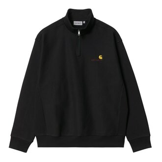 Carhartt WIP Half Zip American Script Sweat Black Carhartt WIP Half Zip American Script Sweat Black