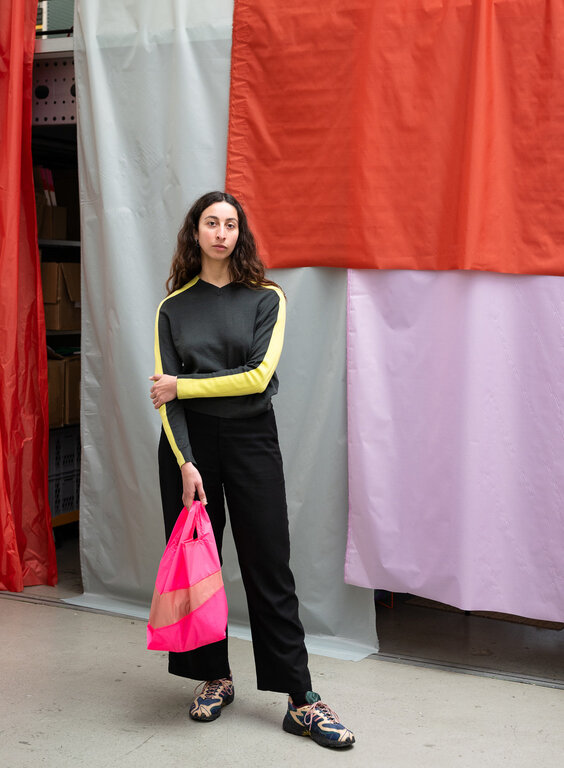 Susan Bijl Susan Bijl Shopping Bag Fluo Pink & Try Medium