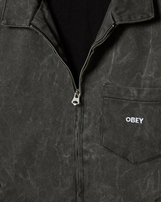OBEY OBEY Workman Zip Jacket Black Wrinkle Wash