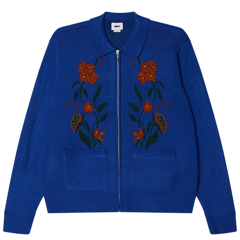 OBEY OBEY Floral Zip Cardigan Blue