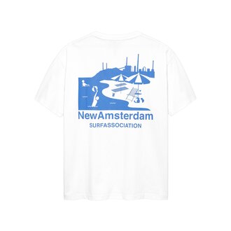 New Amsterdam Surf Association Beach Sign Tee White