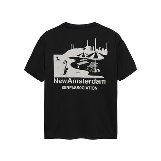 New Amsterdam Surf Association Beach Sign Tee Black