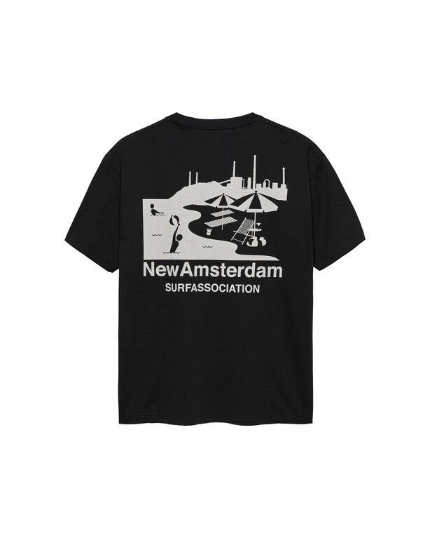New Amsterdam Surf Association New Amsterdam Surf Association Beach Sign Tee Black