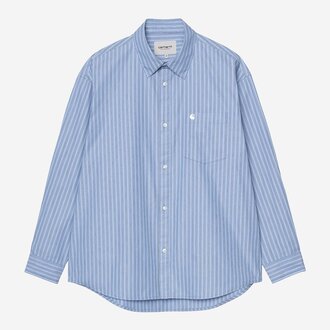 Carhartt WIP L/S Keene Shirt Cotton Poplin Keene Stripe, Curacao