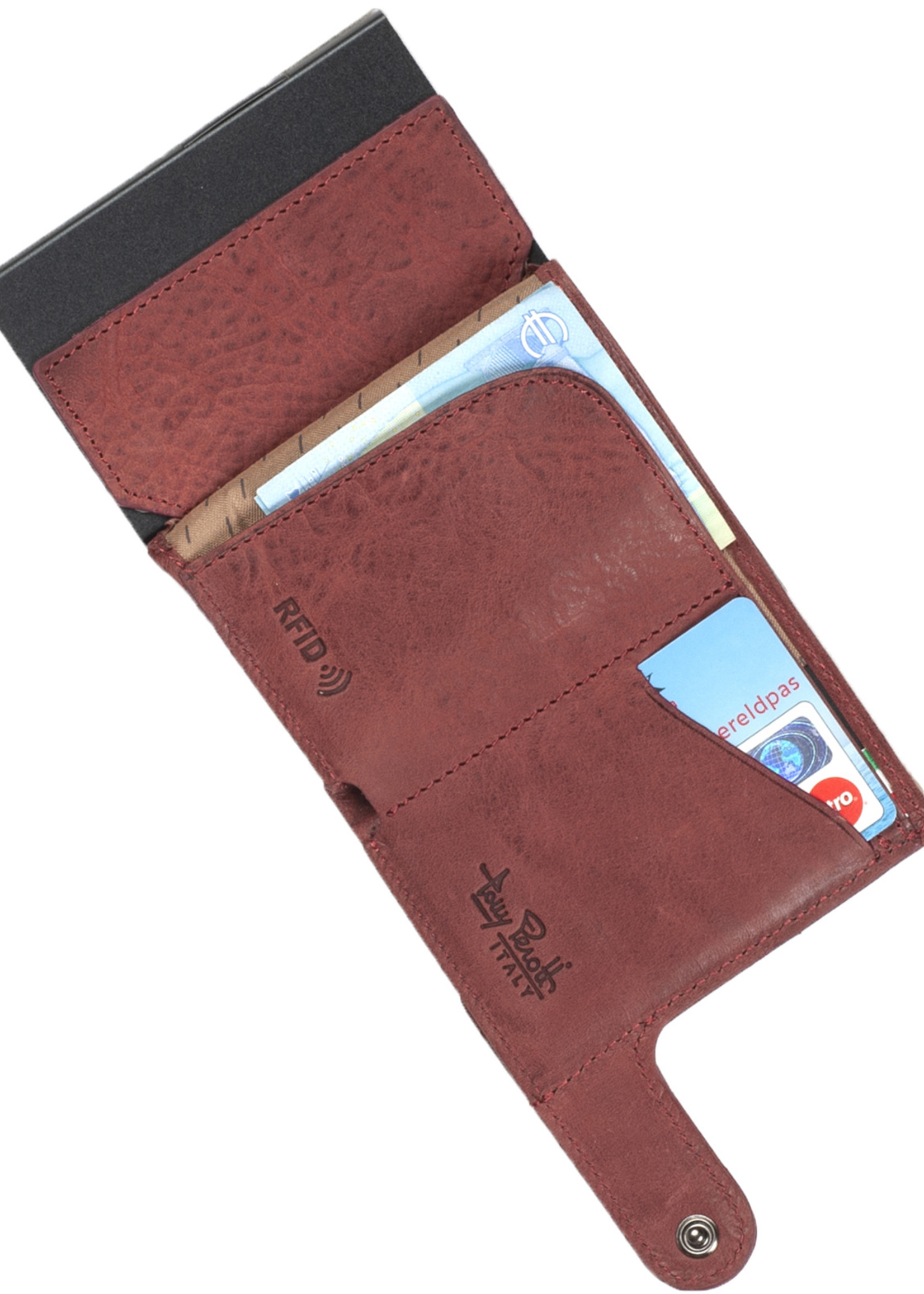 Tony Perotti Cardprotector Mini Wallet RFID met voorvak Vintage Brown