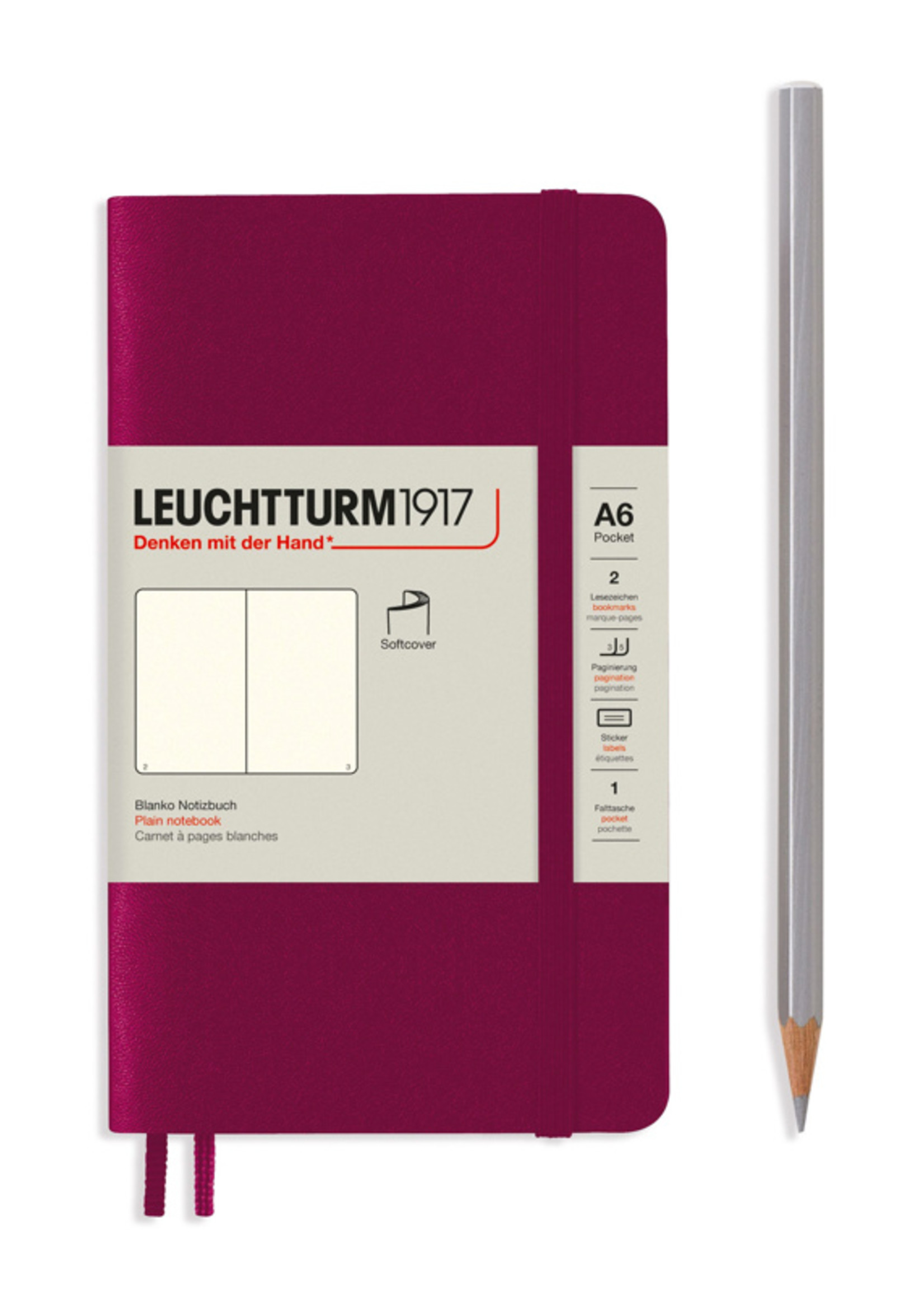 Leuchtturm1917 Notitieboek Soft Cover Pocket  A6  Port Red Blanco