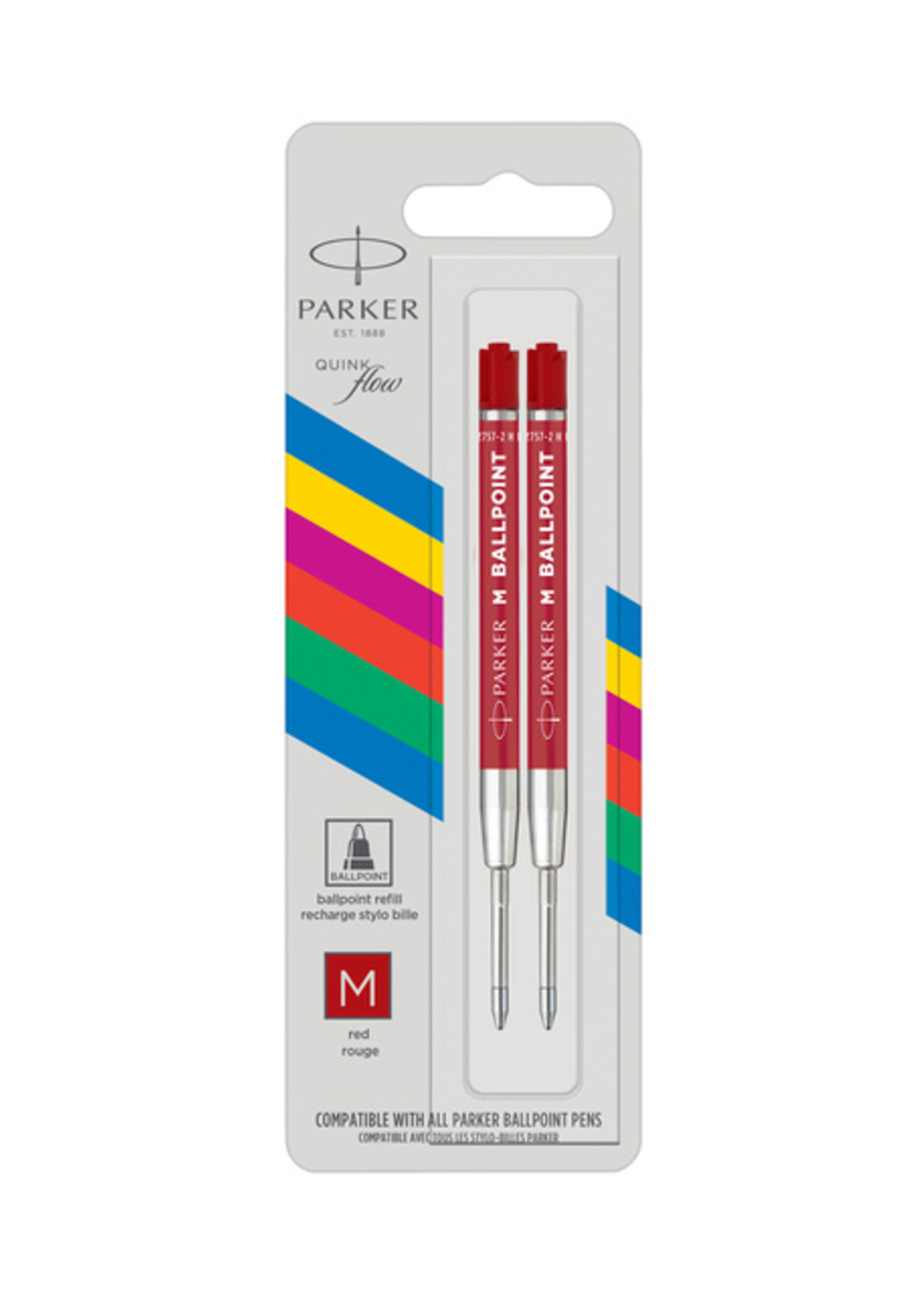 Parker Quink Balpen Vulling Medium Rood.2st