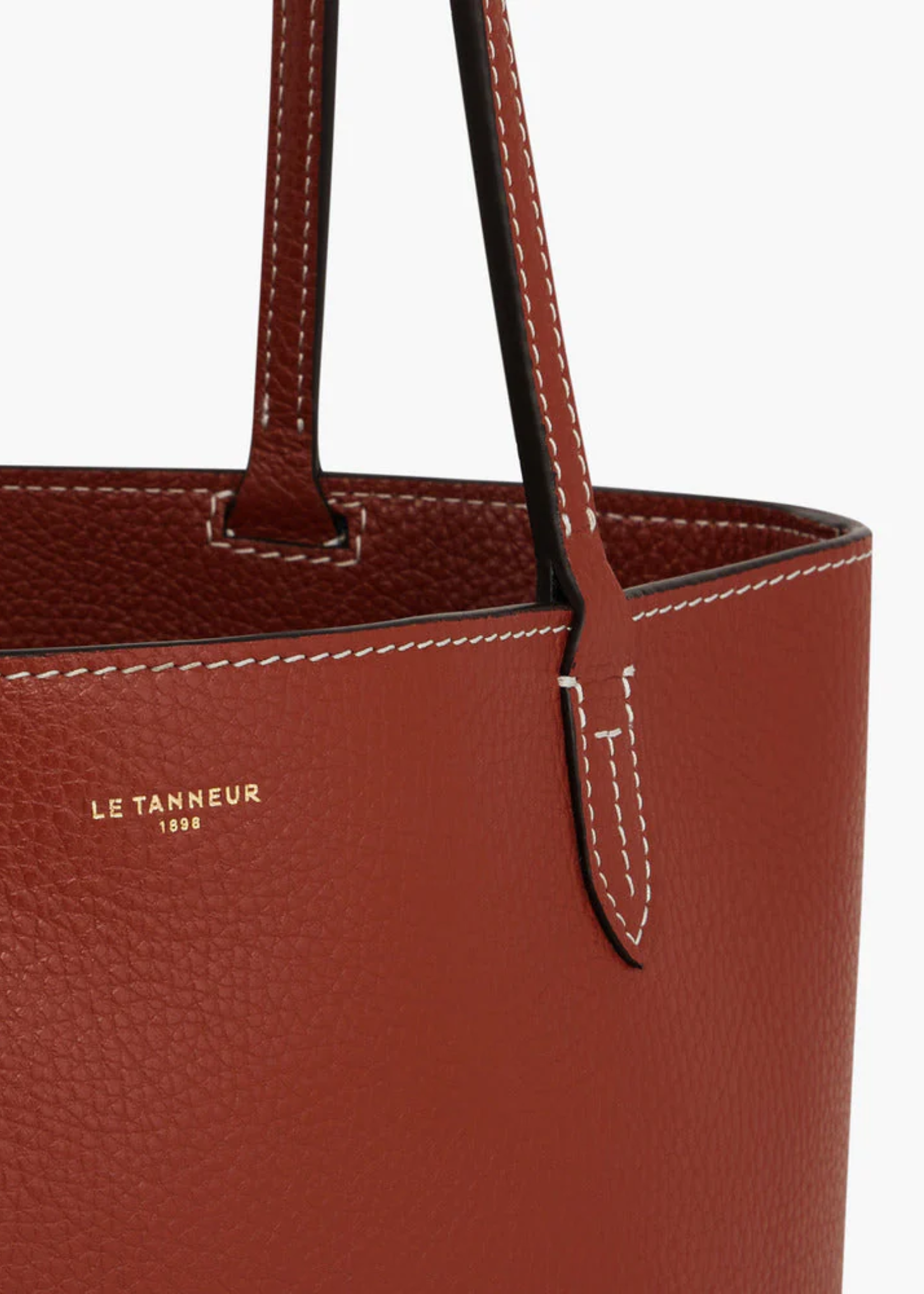 Le Tanneur Totebag Louise smal generfd leder donker Cognac