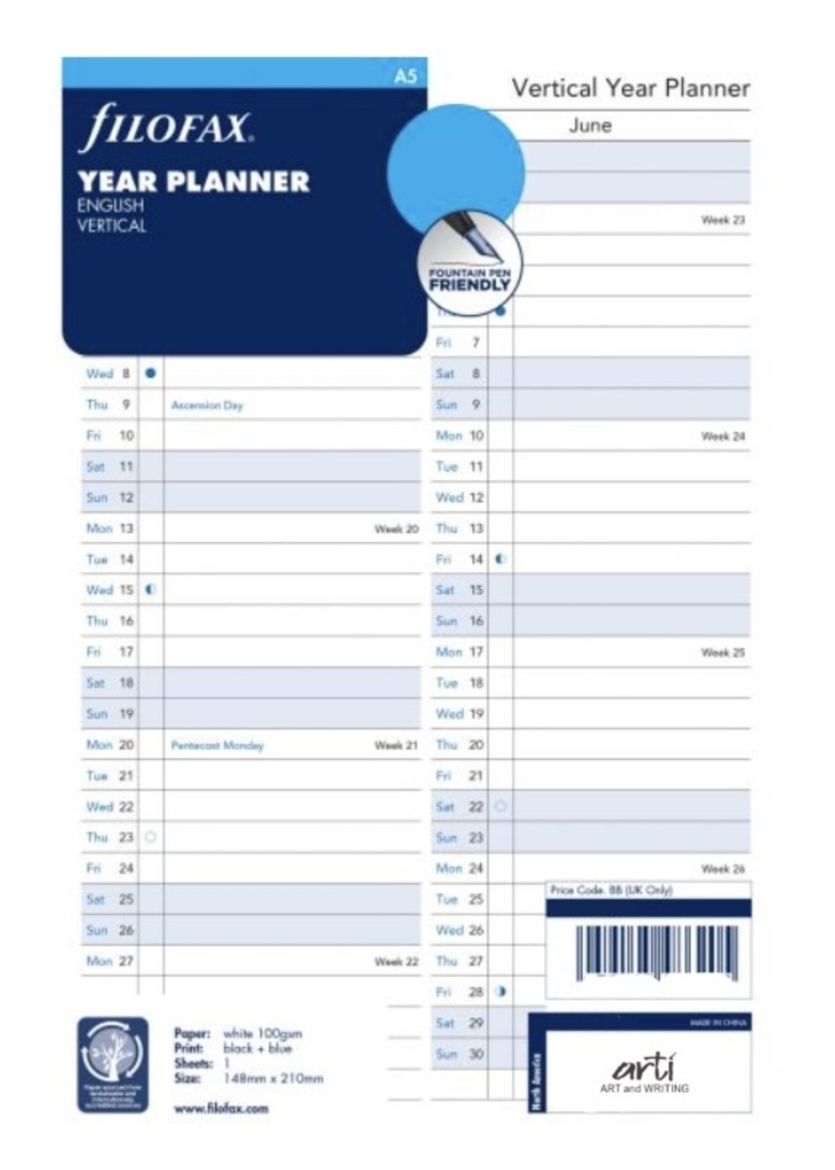 Filofax Agenda Vulling 2026 A5 Wit Jaarplanner