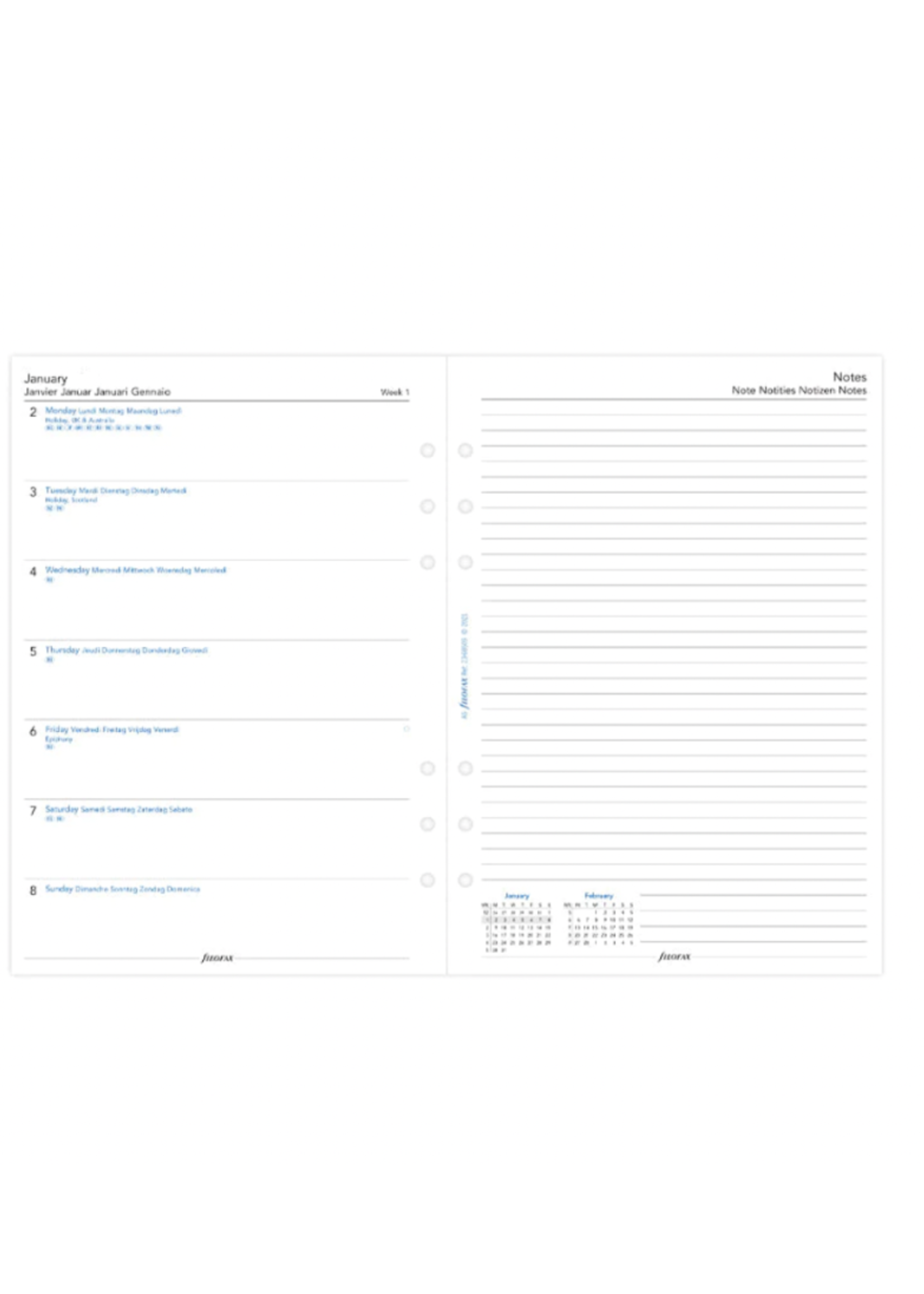 Filofax Agenda Vulling 2024 A5 Wit week/2pag. weekly/note