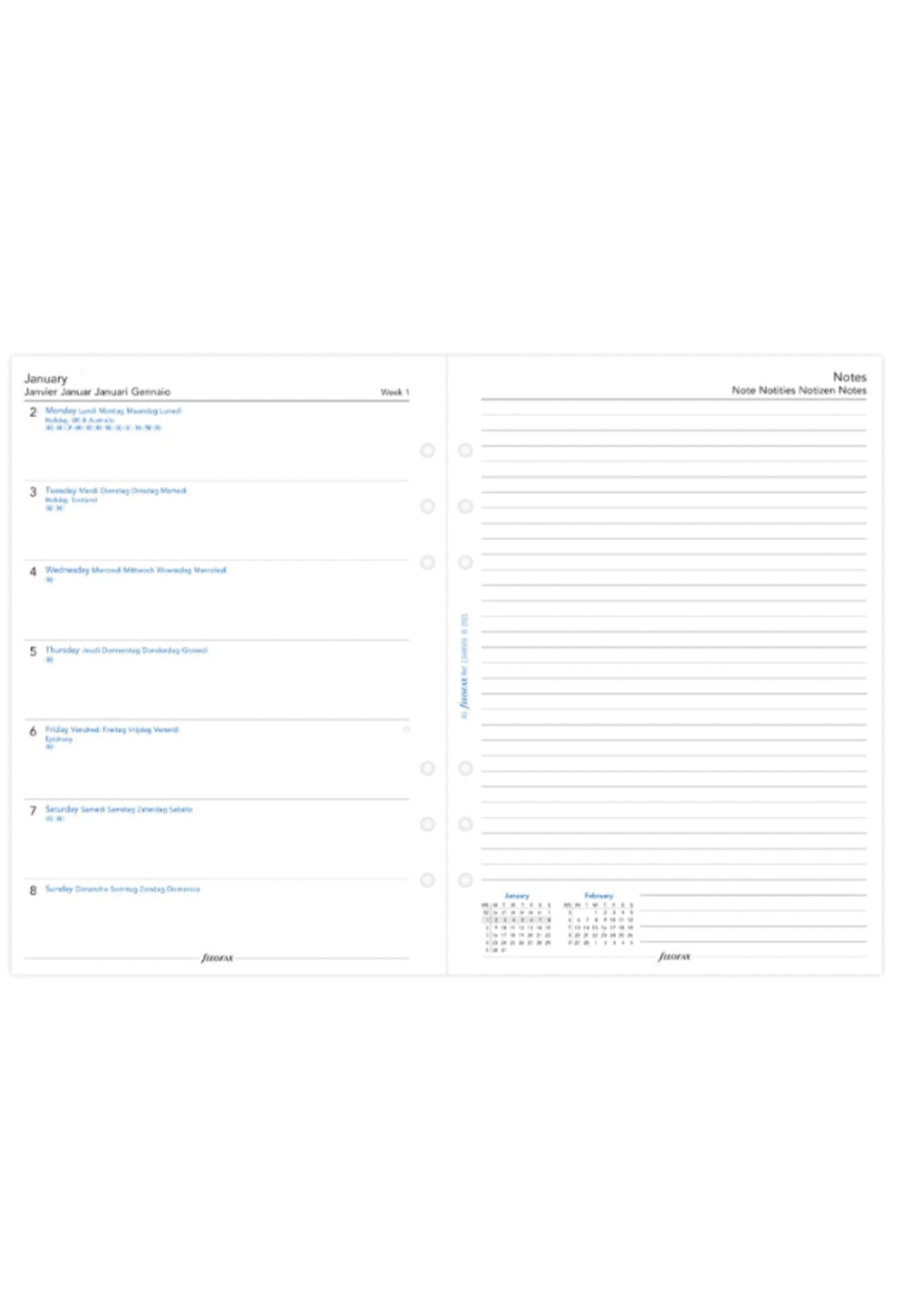 Filofax Agenda Vulling 2027 A5 Wit week/2pag. weekly/note