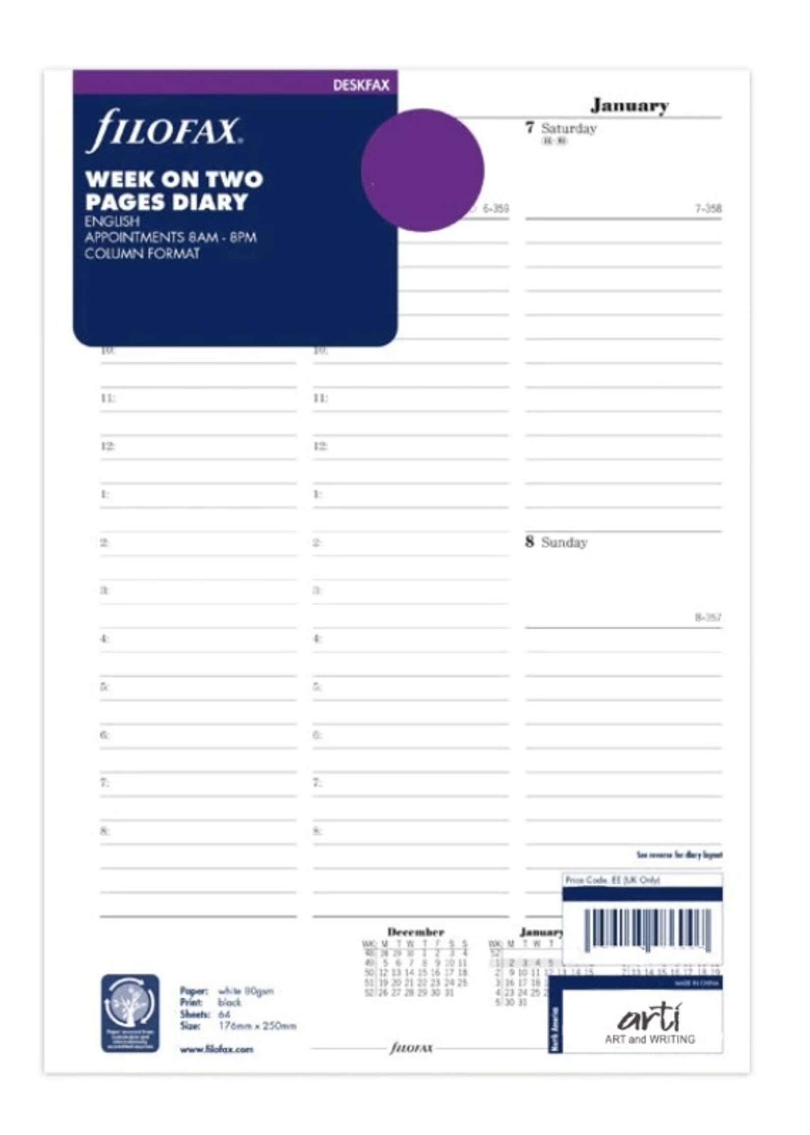 Filofax Agenda Vulling 2026 Deskfax Wit week/2pag.