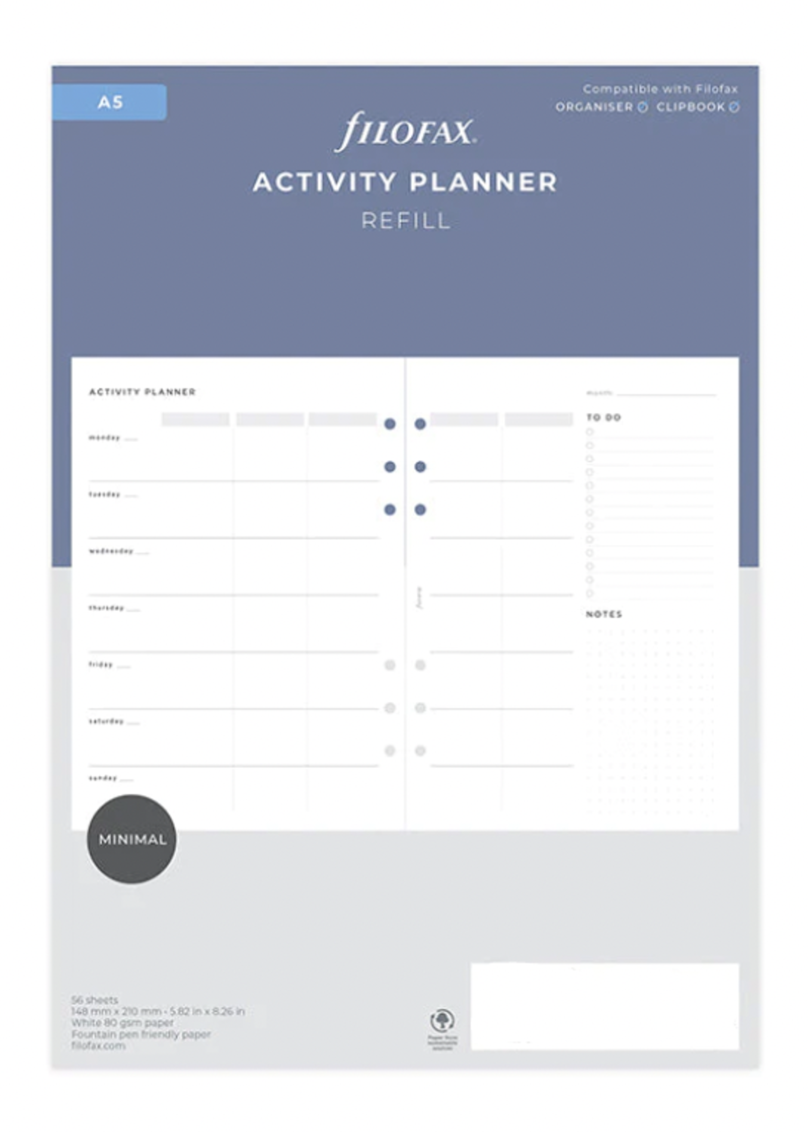 Filofax Organiser Vulling A5 Wit  Activity Planner