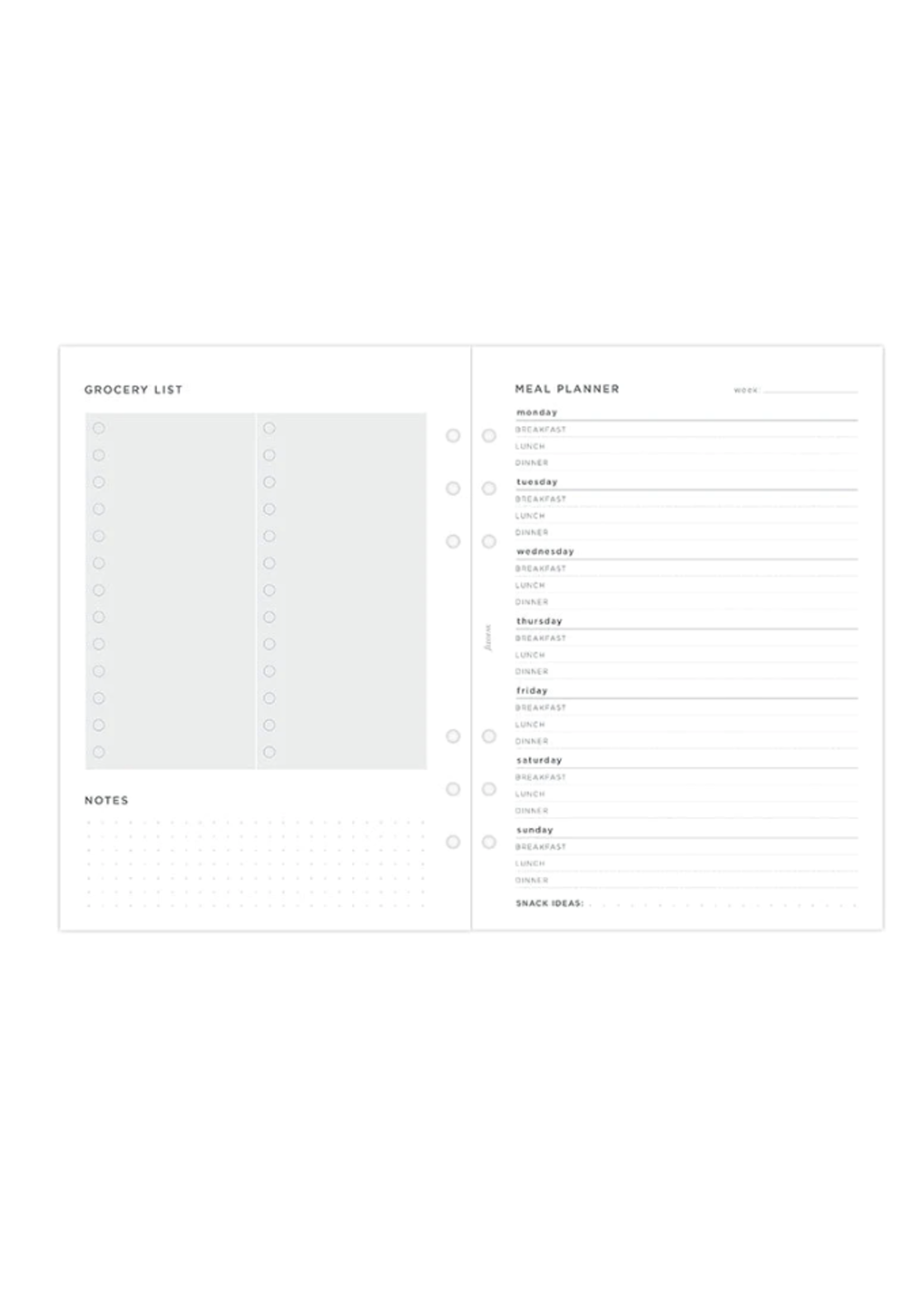 Filofax Organiser Vulling A5 Wit  Meal Planner