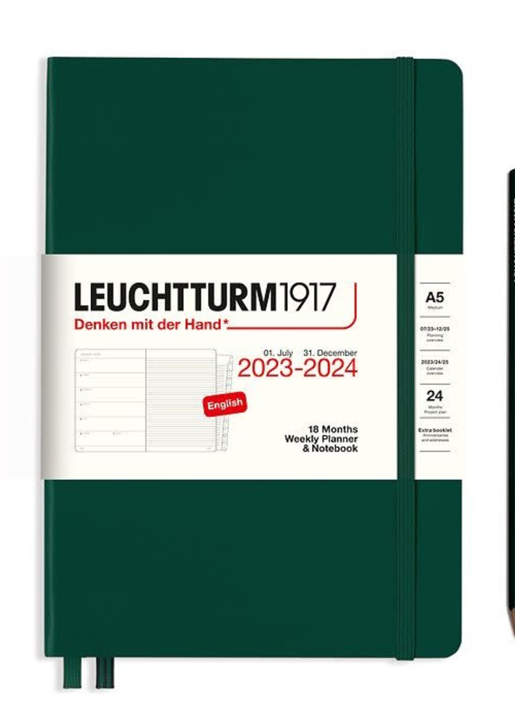 Leuchtturm1917 Agenda 2023-2024 Medium A5 Hard Cover Weekly/Note Forest Green