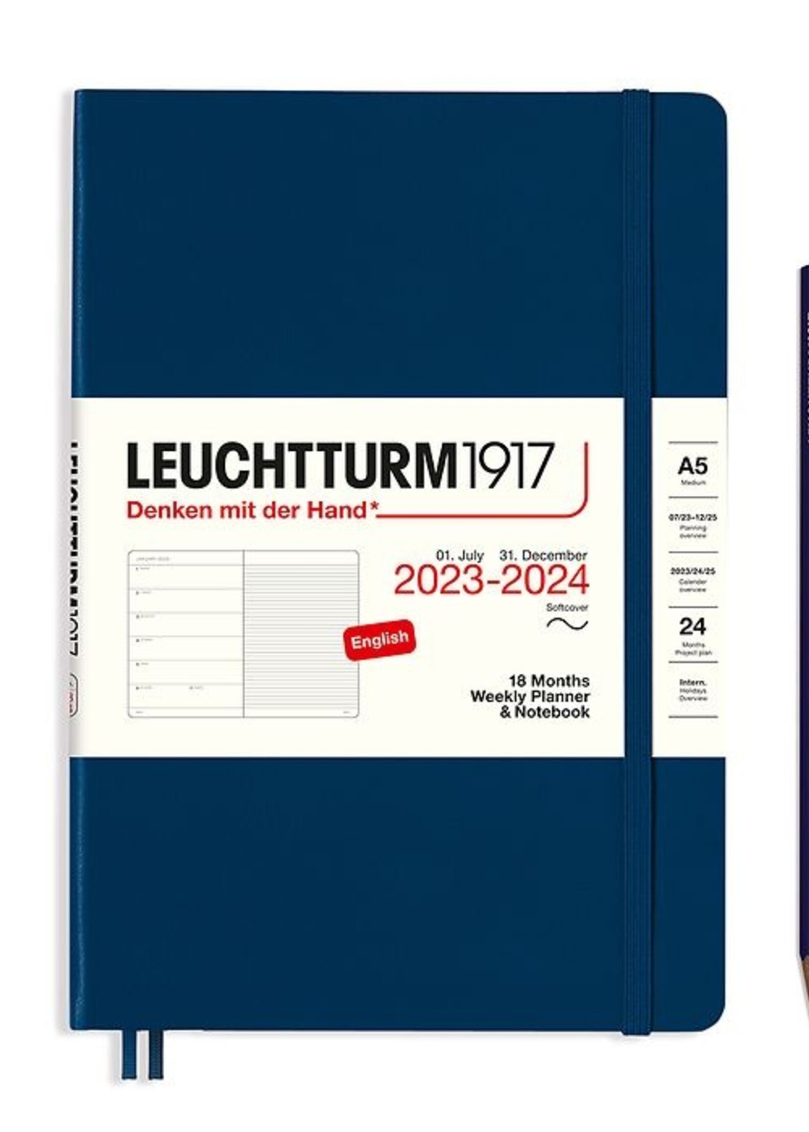 Leuchtturm1917 Agenda 2023-2024 Medium A5 Hard Cover Weekly/Note Navy