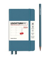 Leuchtturm1917 Agenda 2024 Pocket Hard Cover Weekly Hor.  Stone Blue