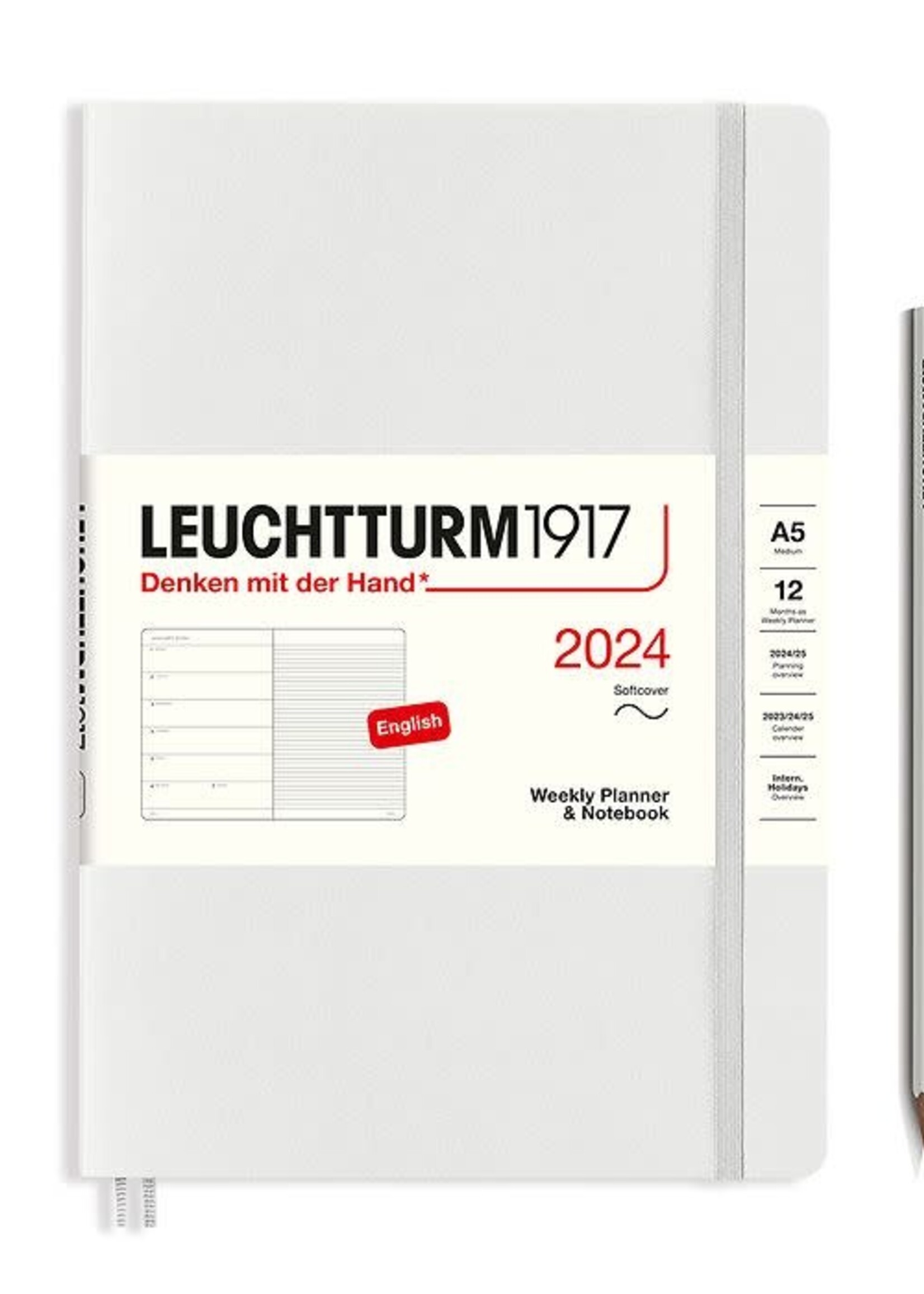 Leuchtturm1917 Agenda 2024 Medium Soft Cover Weekly/Note Light Grey