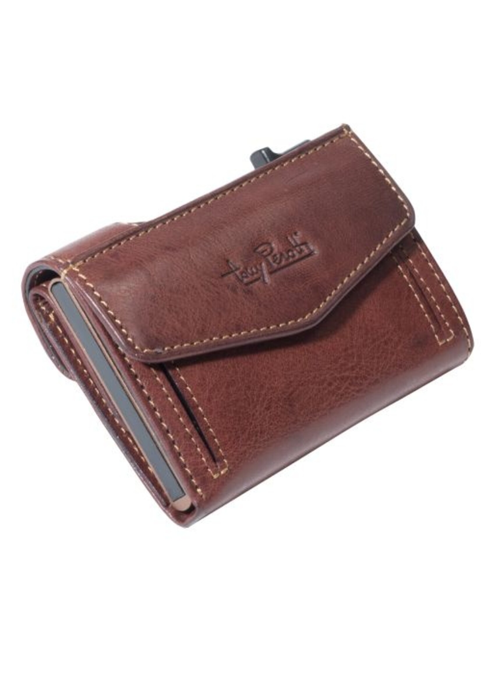 Tony Perotti Cardprotector Mini Wallet RFID met voorvak Vintage Brown