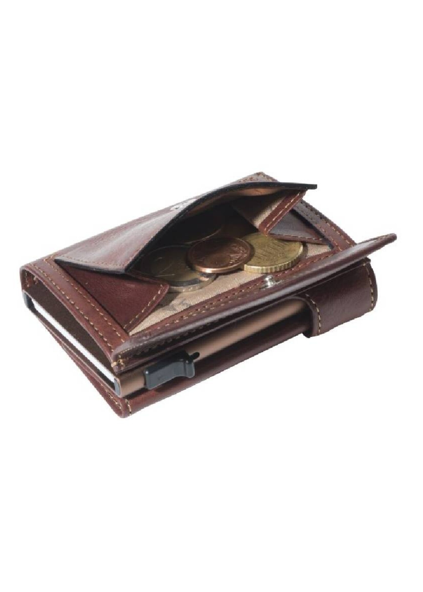 Tony Perotti Cardprotector Mini Wallet RFID met voorvak Vintage Brown